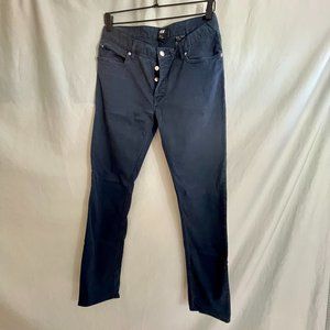 H&M Men's Button Fly Slim Fit Dark Blue Chino